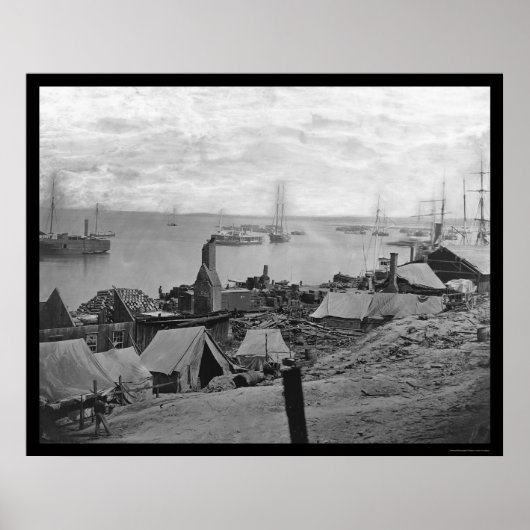 Ordinance Barge Explosion at City Point 1864 Poster (Voorkant)