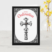 Ordinatie Gefeliciteerd Cross op Black Kaart (Gele Bloem)