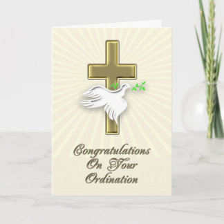 Ordinatie gefeliciteerd met een gouden kruis kaart