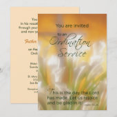 Ordinatie Service uitnodiging met Lelies en Kruis (Voorkant / Achterkant)