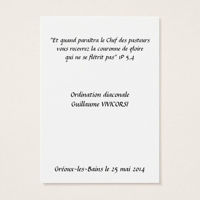 Ordination Diaconat Visitekaartjes (Achterkant)