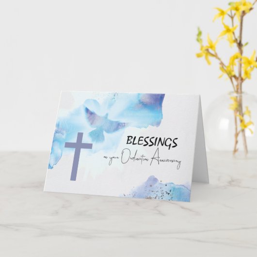 Ordination Jubileum Blessings Paarse Cross Kaart (Gele Bloem)