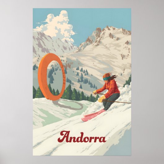 Ordino Arcalis Andorra Ski Resort Reisposter Poster (Voorkant)