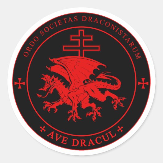 ORDO SOCIETAS DRACONISTARUM LOGO RONDE STICKER (Voorkant)
