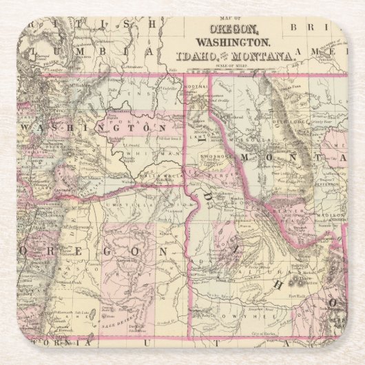 Ore, Wash, Ida, Mont Kartonnen Onderzetters (Voorkant)