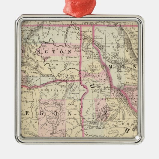 Ore, Wash, Ida, Mont Metalen Ornament (Voorkant)