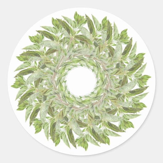 OREGANO KRANS Grote ronde Stickers (Voorkant)