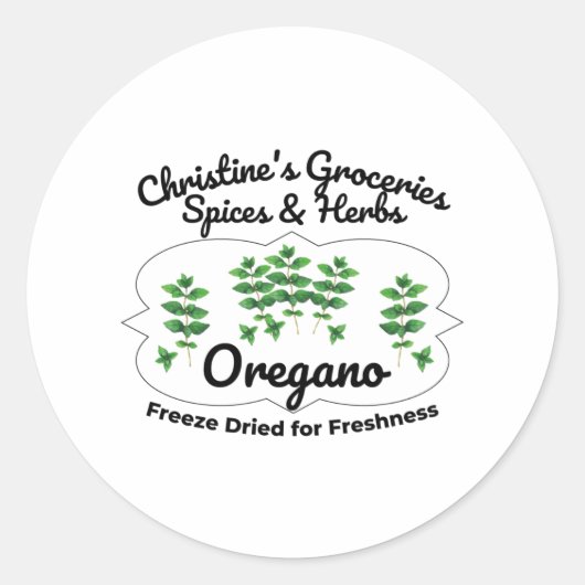 Oregano spice jar. ronde sticker (Voorkant)