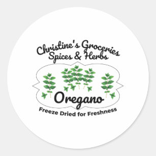 Oregano spice jar. ronde sticker