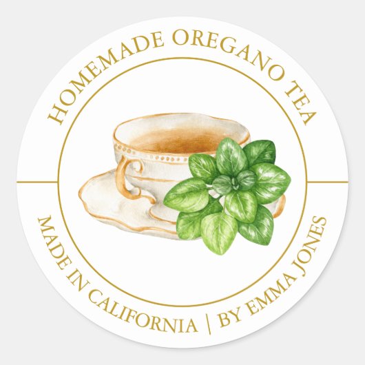 Oregano Tea Modern label (Voorkant)