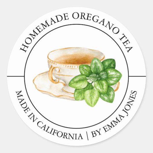 Oregano Tea Modern label (Voorkant)