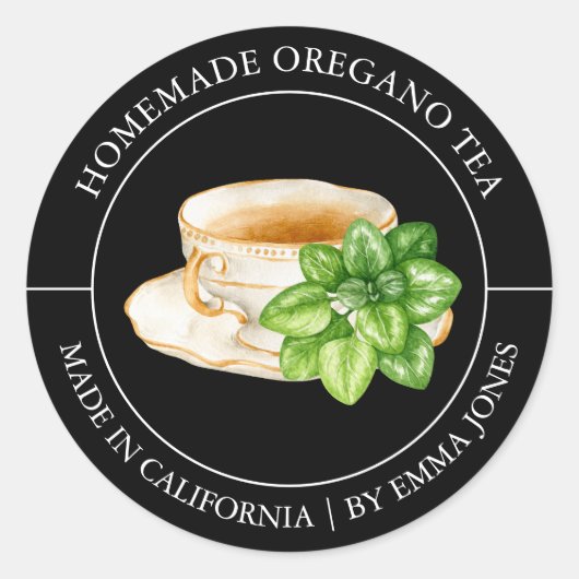 Oregano Tea Modern label (Voorkant)
