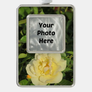 Oregold Yellow Rose Verzilverd Omlijst Ornament