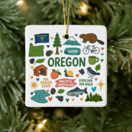 Oregon Aangepaste Familie Reis Kerstmis Keramisch Ornament
