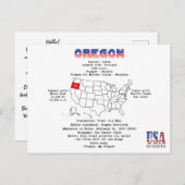 Oregon American state op een kaart en nuttige info (Voorkant / Achterkant)