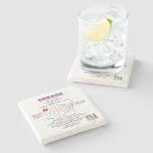 Oregon American state op een kaart en nuttige info Stenen Onderzetter (Zijkant)