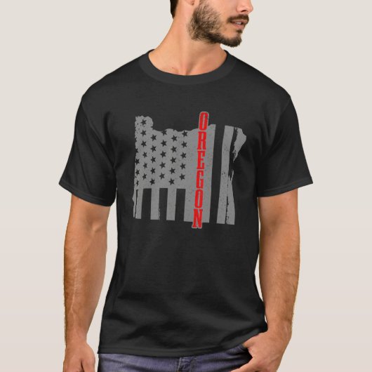 Oregon Amerikaanse vlaggenstaat kaart Pride Patrio T-shirt (Voorkant)