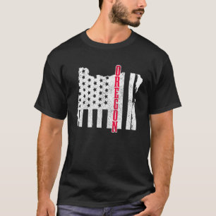 Oregon Amerikaanse vlaggenstaat kaart Pride Patrio T-shirt