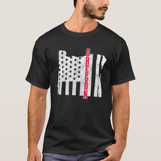 Oregon Amerikaanse vlaggenstaat kaart Pride Patrio T-shirt (Voorkant)