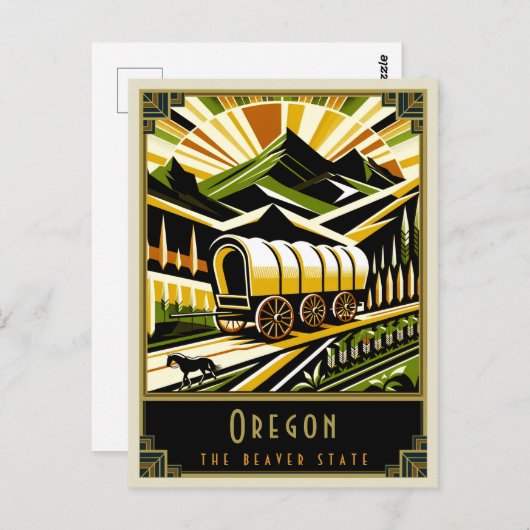 Oregon | Art. Deco Briefkaart (Voorkant / Achterkant)