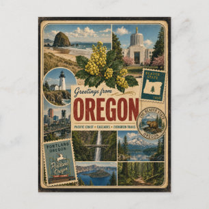 Oregon Authentieke Vintage Stijl Ansichtkaart Briefkaart