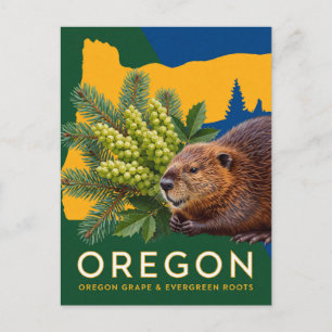 Oregon Beaver en Oregon Druif Staatssymbolen Briefkaart