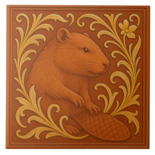 Oregon Beaver - Keramische Tegel Tegeltje (Voorkant)