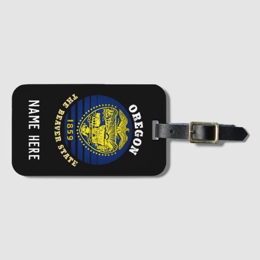 OREGON BEAVER STATE FLAG BAGAGELABEL (Voorkant (horizontaal))