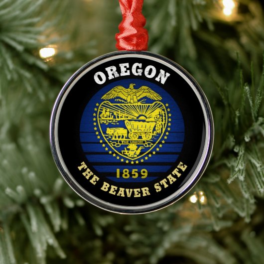 OREGON BEAVER STATE FLAG METALEN ORNAMENT (Boom)
