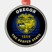 OREGON BEAVER STATE FLAG METALEN ORNAMENT (Voorkant)