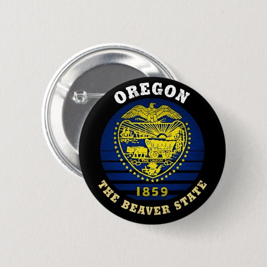OREGON BEAVER STATE FLAG RONDE BUTTON 5,7 CM (Voorkant /achterkant)