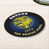 OREGON BEAVER STATE FLAG RONDE KARTONNEN ONDERZETTER (Gebogen)