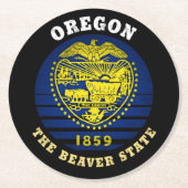 OREGON BEAVER STATE FLAG RONDE KARTONNEN ONDERZETTER (Voorkant)