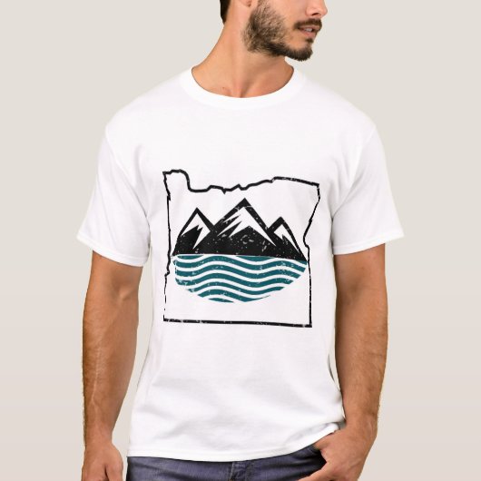 Oregon bergen en golven t-shirt (Voorkant)