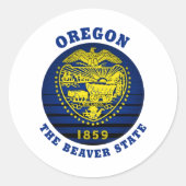 OREGON BEVER STAATSVLAG RONDE STICKER (Voorkant)