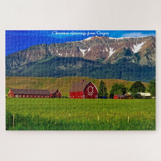 Oregon Boerderij Buildings.kerstcadeautjes Legpuzzel (Horizontaal)