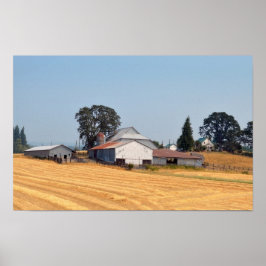 Oregon Boerderij en Geoogst Tarweveld Poster