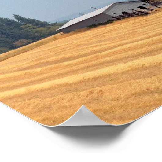 Oregon Boerderij en Geoogste Wheat Field Poster (Hoek)