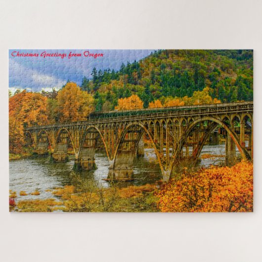 Oregon Bridge.Kerstgroeten Legpuzzel (Horizontaal)