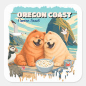 OREGON • Cannon Beach Chow Vierkante Sticker (Voorkant)