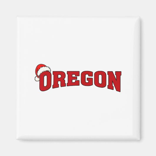 Oregon Christmas Santa Hat Retro Throwback Souveni Magneet (Voorkant)
