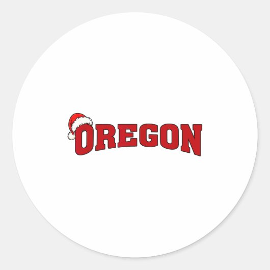 Oregon Christmas Santa Hat Retro Throwback Souveni Ronde Sticker (Voorkant)