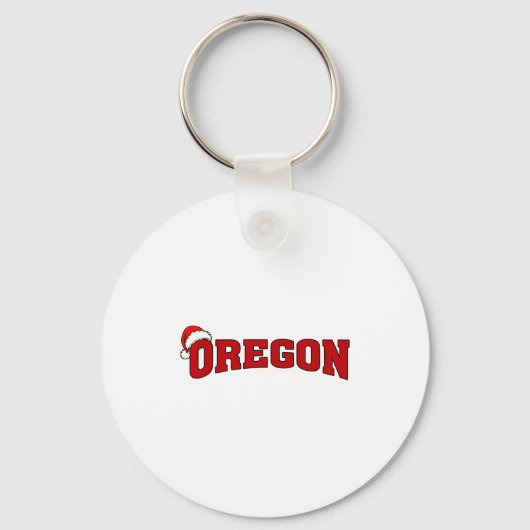 Oregon Christmas Santa Hat Retro Throwback Souveni Sleutelhanger (Voorkant)