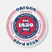 Oregon Cirkel Typografie Souvenir Magneet (Voorkant)