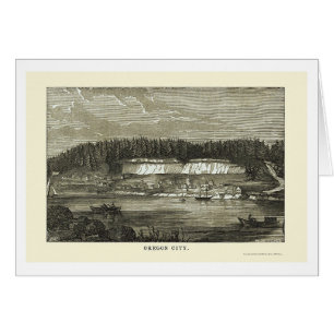 Oregon City, OF Panoramische Kaart - 1850