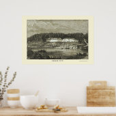 Oregon City, OF Panoramische Kaart - 1850 Poster (Keuken)