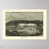 Oregon City, OF Panoramische Kaart - 1850 Poster (Voorkant)