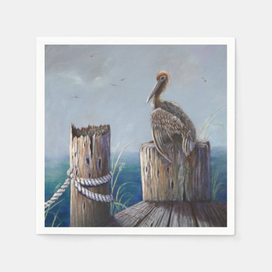 Oregon Coast Brown Pelican AcrylOcean Art Servetten (Voorkant)
