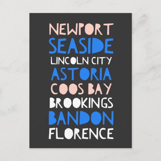 Oregon Coast Cities Briefkaart (Voorkant)