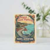 Oregon Coast Highway Retro Reis Briefkaart (Staand voorkant)